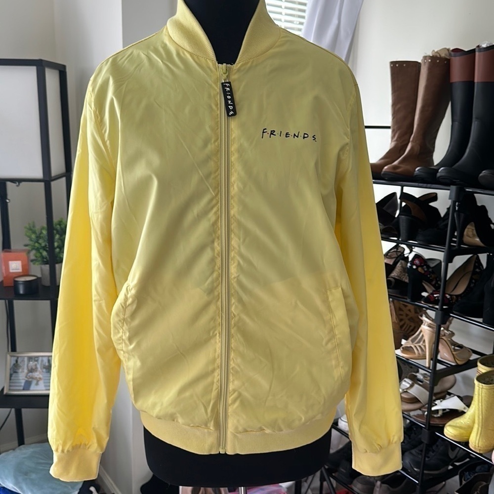 FRIENDS yellow Central Perk Bomber Jacket Size Medium - Picture 2 of 7